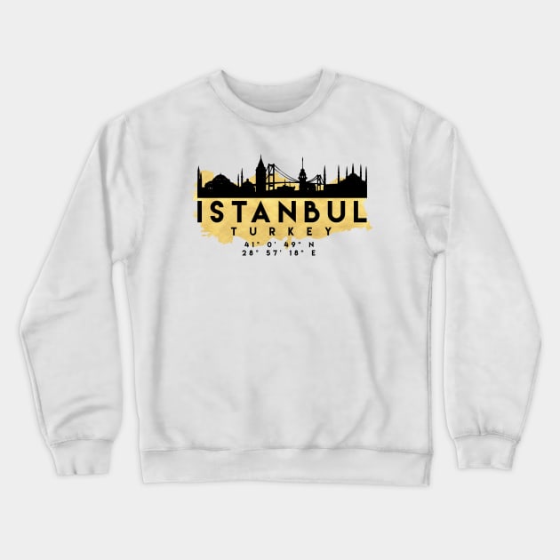 Istanbul Turkey Skyline Map Art Crewneck Sweatshirt by deificusArt